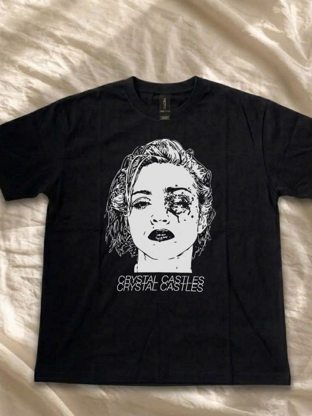 Gildan Black Tee with White Portrait Graphic